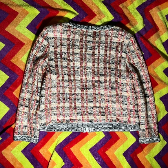 BEAUTIFUL St John jacket knit black white pink red multi suit blazer size 12 - Picture 4 of 4